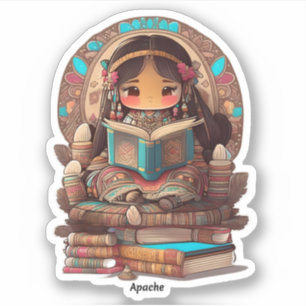 Mädchen aus der Welt Lesen - Apache Aufkleber