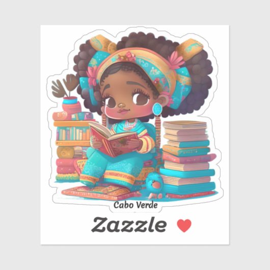 Mädchen aus der Welt lesen - Cabo Verde Aufkleber (Blatt)
