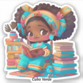 Mädchen aus der Welt lesen - Cabo Verde Aufkleber (Vorderseite)