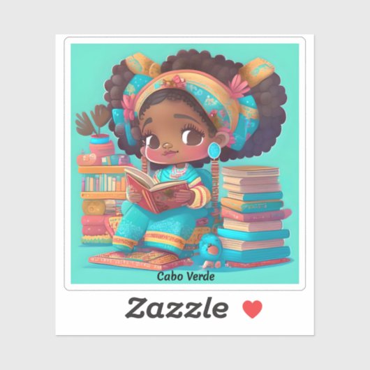 Mädchen aus der Welt lesen - Cabo Verde Aufkleber (Blatt)
