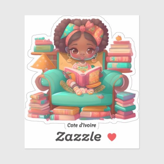 Mädchen aus der Welt Lesen - Elfenbeinküste Aufkleber (Blatt)