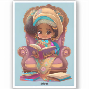 Mädchen aus der Welt Lesen - Eritrea Aufkleber