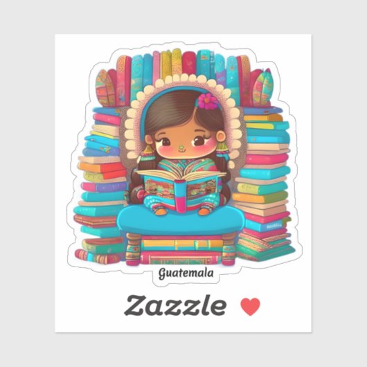 Mädchen aus der Welt lesen - Guatemala Aufkleber (Blatt)