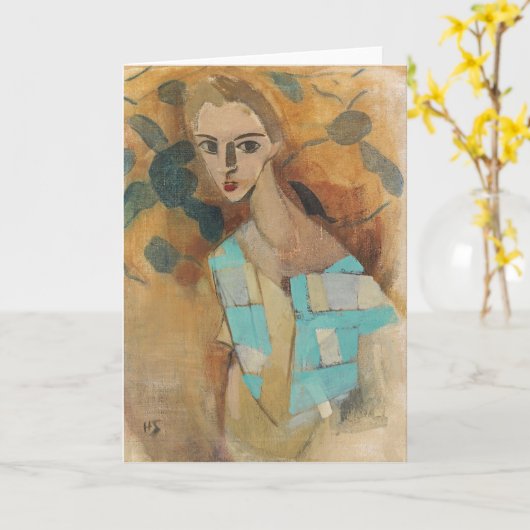 Mädchen aus Eydtkuhne, H.Schjerfbeck Karte (Gelbe Blume)