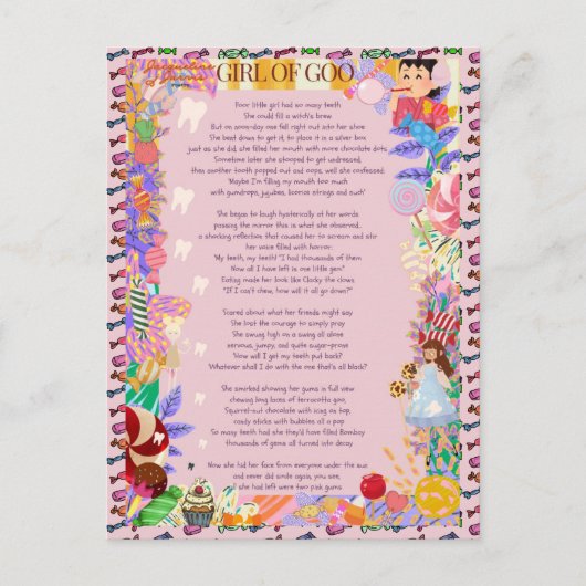 Mädchen aus Goo Candy Vermisst Zähne Postkarte (Vorderseite)