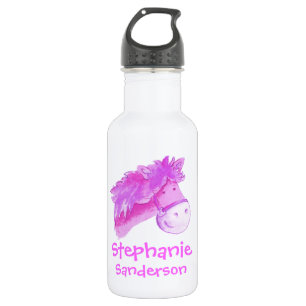 Mädchen aus Pony rosa und weiße Getränke Flasche Edelstahlflasche