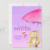 Mädchen Baby Dusche Regenschirm Whimsy Katzeneinla Einladung (Vorderseite)