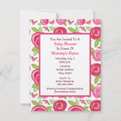 Mädchen-Baby-Dusche - Rosen u. rosa Wagen Einladung (Rückseite)