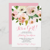 Mädchen-Baby-Duschen-Einladungen, rosa Blumen Einladung (Vorne/Hinten)