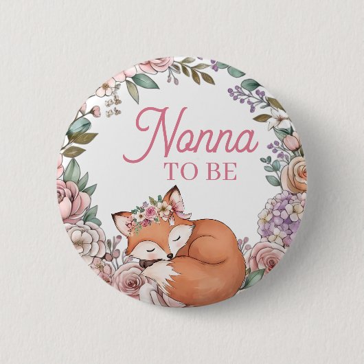Mädchen-Baby-Party | Bald Nonna | Wald-Fuchs Button (Vorderseite)
