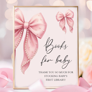 Mädchen-Baby-Party-Bücher mit rosa Schleife für Ba Poster