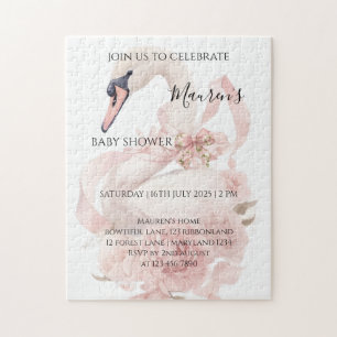 Mädchen-Baby-Party-Einladung mit rosa Schleife Puzzle