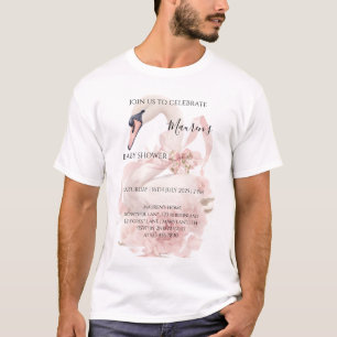 Mädchen-Baby-Party-Einladung mit rosa Schleife T-Shirt