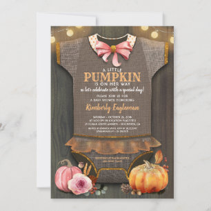 Mädchen-Baby-Party Herbst-Kürbis-Rustikal-Burlap-H Einladung