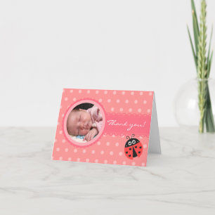 Mädchen-Baby-Party -  Marienkäfer-Dankeskarten Dankeskarte