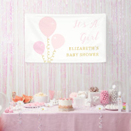 Mädchen-Baby-Party mit rosa Ballons Banner