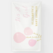 Mädchen-Baby-Party mit rosa Ballons Banner (Vertikal)