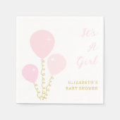 Mädchen-Baby-Party mit rosa Ballons Serviette (Vorderseite)