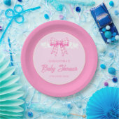 Mädchen-Baby-Party mit rosa Gingham-Schleife Pappteller (Party)