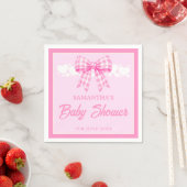 Mädchen-Baby-Party mit rosa Gingham-Schleife Serviette (Beispiel)
