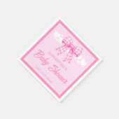 Mädchen-Baby-Party mit rosa Gingham-Schleife Serviette (Ecke)