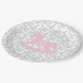 Mädchen-Baby-Party mit rosa Schaukelpferd Pappteller (Schrägansicht)