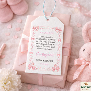 Mädchen-Baby-Party mit rosa Schleife – eine süße u Geschenkanhänger