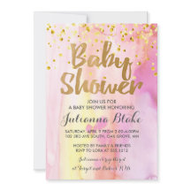 Mädchen-Baby-Party moderne Wasserfarben-Einladung
