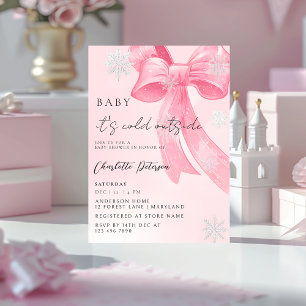 Mädchen-Baby-Party Tannenbäume Winter Schleife Kok Einladung