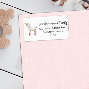 Mädchen-Baby-Party Vintage-Einhorn-Spielzeug-Adres Adressaufkleber
