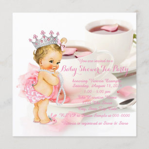 Mädchen-Baby-Shower-Teeparty-Rosenblatt-Tasse Einladung