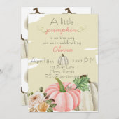 Mädchen Babydusche Ein kleiner Kürbis ist unterweg Einladung (Vorne/Hinten)