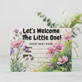 Mädchen-Babydusche Einladung (Stehend Vorderseite)