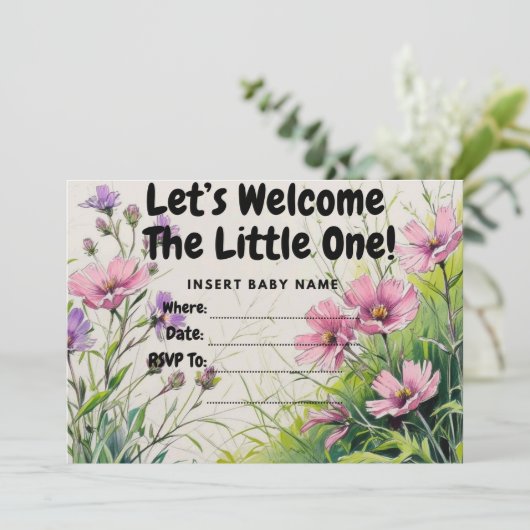 Mädchen-Babydusche Einladung (Stehend Vorderseite)