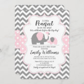 Mädchen-Babydusche Einladung rosa Elefantenthema (Vorne/Hinten)