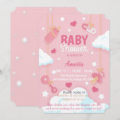 Mädchen Babyparty Einladung (Vorne/Hinten)