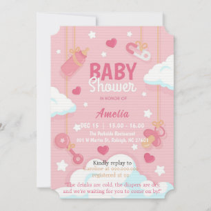Mädchen Babyparty Einladung