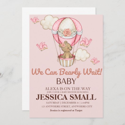 Mädchen Babyparty Einladung (Vorne/Hinten)