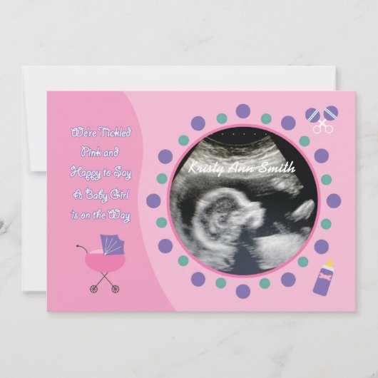 Mädchen Babyparty Einladung (Vorderseite)