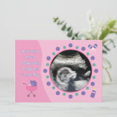 Mädchen Babyparty Einladung (Stehend Vorderseite)