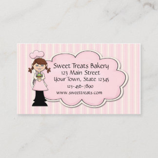 Mädchen-Bäcker, kleiner Kuchen, rosa Visitenkarte