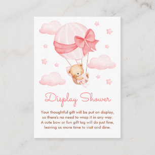 Mädchen Bär Rosa Ballon Baby Display Dusche Begleitkarte