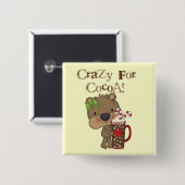 Mädchen-Bär verrückt für Kakao Button (Vorne & Hinten)