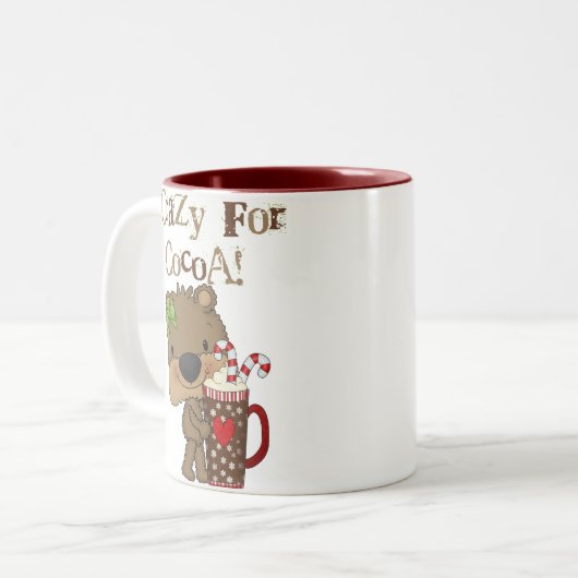 Mädchen-Bär verrückt für Kakao Zweifarbige Tasse (Vorderseite Links)