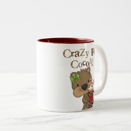 Mädchen-Bär verrückt für Kakao Zweifarbige Tasse (VorderseiteRechts)