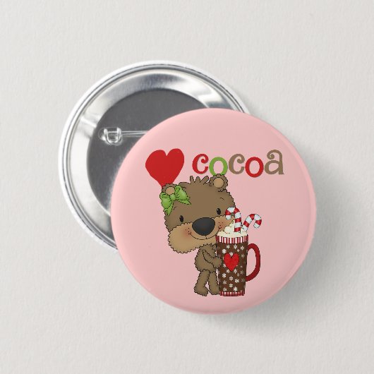 Mädchen-Bärn-Kakao-Liebe Button (Vorne & Hinten)