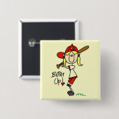 Mädchen Baseball Batter Up T-Shirts und Geschenke Button (Vorne & Hinten)