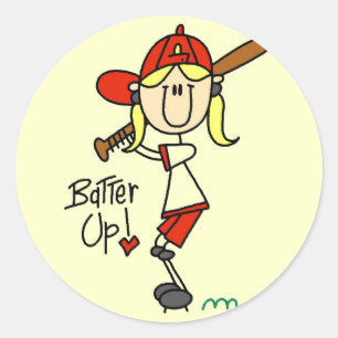 Mädchen Baseball Batter Up T-Shirts und Geschenke Runder Aufkleber