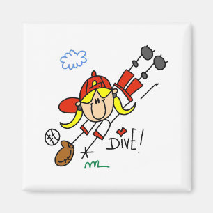 Mädchen Baseball Eintauchen in Home T-Shirts und G Magnet
