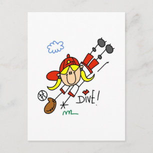 Mädchen Baseball Eintauchen in Home T-Shirts und G Postkarte